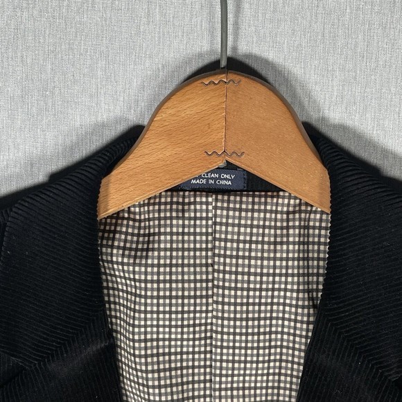 NWT Saddlebred 44R Corduroy Cotton Sport Coat Blazer Jacket Solid Black 2 Button - Picture 3 of 10